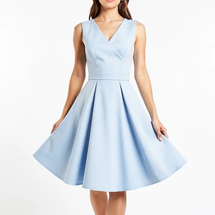 Floral Flared Skirt - Color: Light Blue, Size: XS