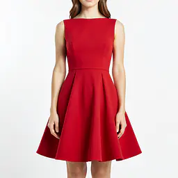 Flared Dress - Color: Red, Size: XS