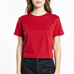 Crop Top With Tie - Color: Red, Size: XS